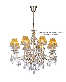 IL30328  Torino Crystal Chandelier 8 Light French Gold